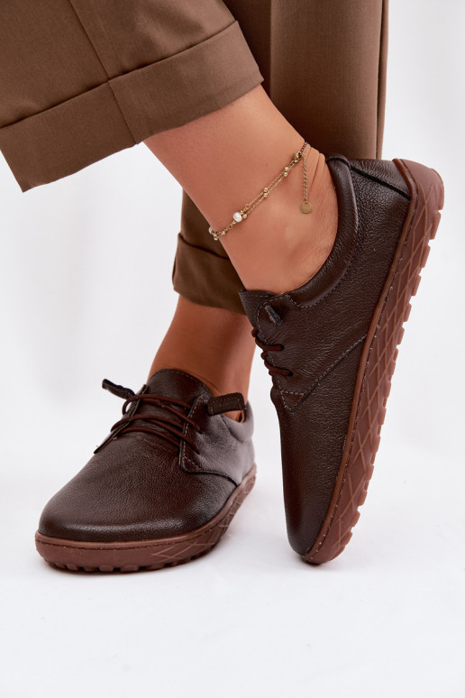 Zapatos de piel para mujer Barefoot Zazoo 10189 color chocolate