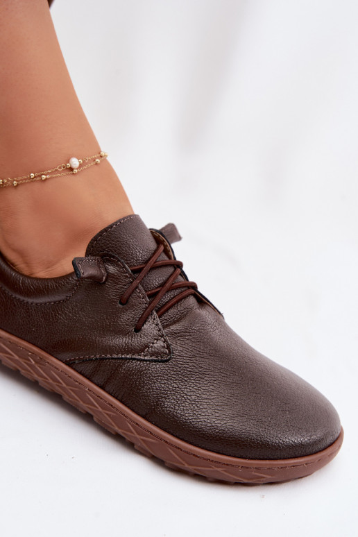 Zapatos de piel para mujer Barefoot Zazoo 10189 color chocolate