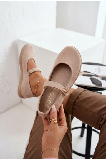 Bailarinas de piel de ante Barefoot con tiras Zazoo 10206 color arena 2