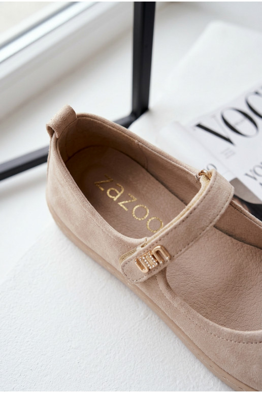 Bailarinas de piel de ante Barefoot con tiras Zazoo 10206 color arena
