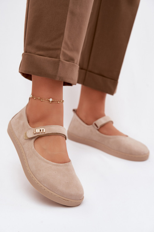 Bailarinas de piel de ante Barefoot con tiras Zazoo 10206 color arena