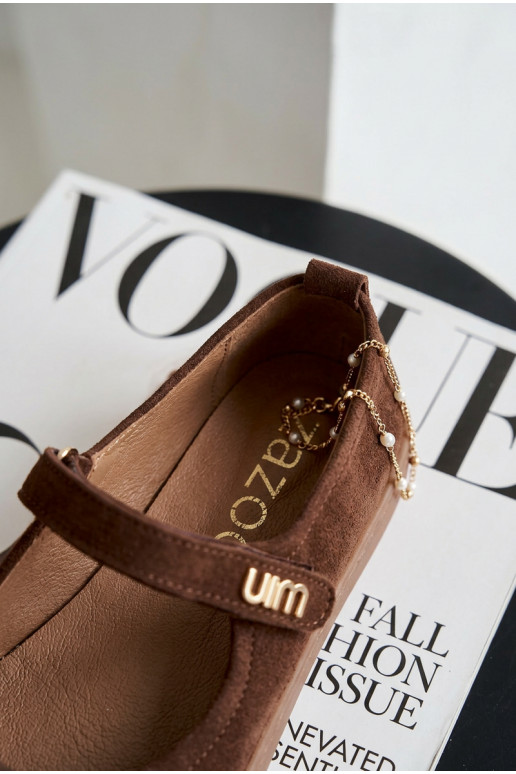 Bailarinas de piel de ante Barefoot con tiras Zazoo 10206 color chocolate