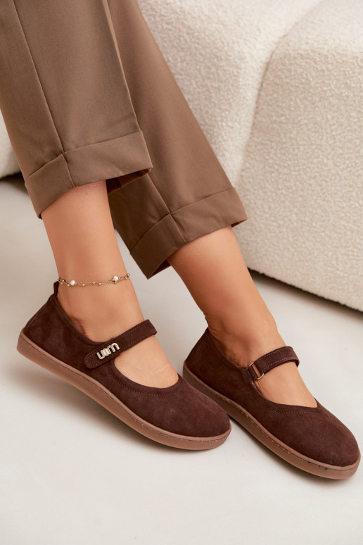 Bailarinas de piel de ante Barefoot con tiras Zazoo 10206 color chocolate