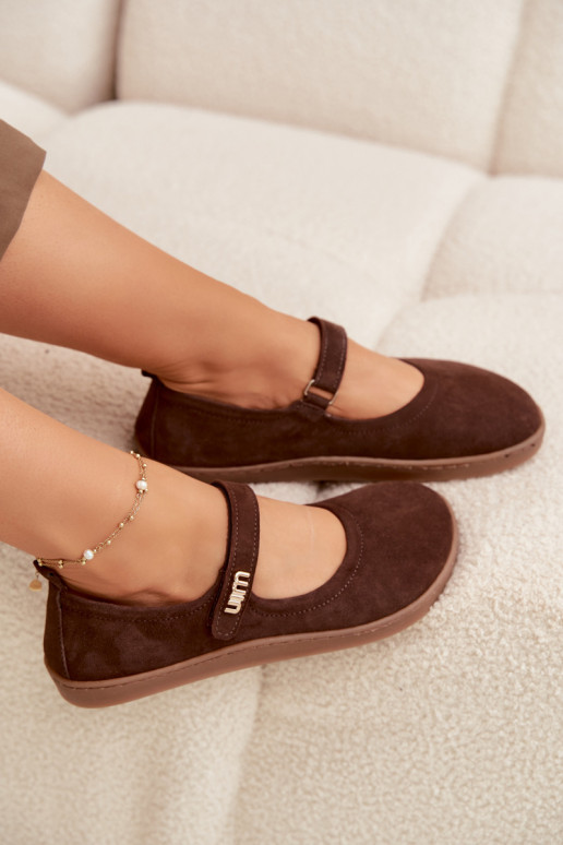 Bailarinas de piel de ante Barefoot con tiras Zazoo 10206 color chocolate