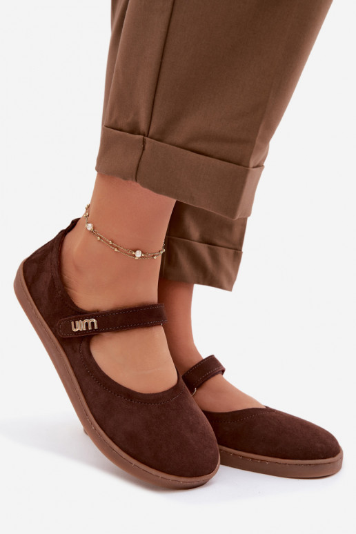 Bailarinas de piel de ante Barefoot con tiras Zazoo 10206 color chocolate