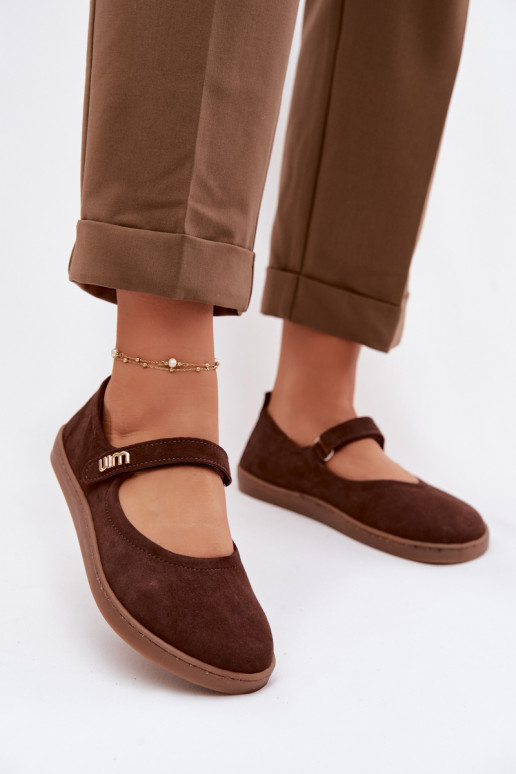 Bailarinas de piel de ante Barefoot con tiras Zazoo 10206 color chocolate