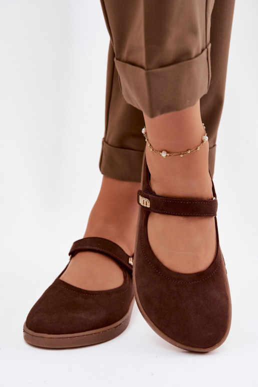 Bailarinas de piel de ante Barefoot con tiras Zazoo 10206 color chocolate