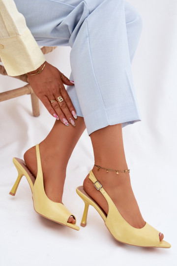 Sandalias de mujer con tacones finos amarillas Sevina