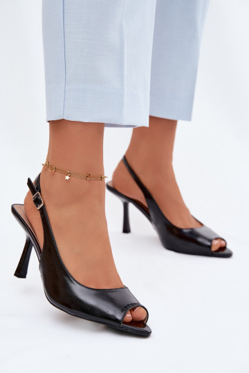 Sandalias de mujer con tacones finos negras Sevina