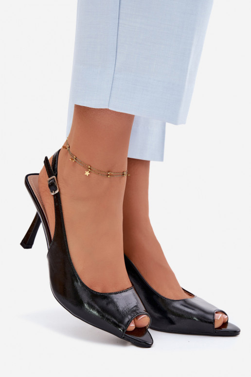 Sandalias de mujer con tacones finos negras Sevina