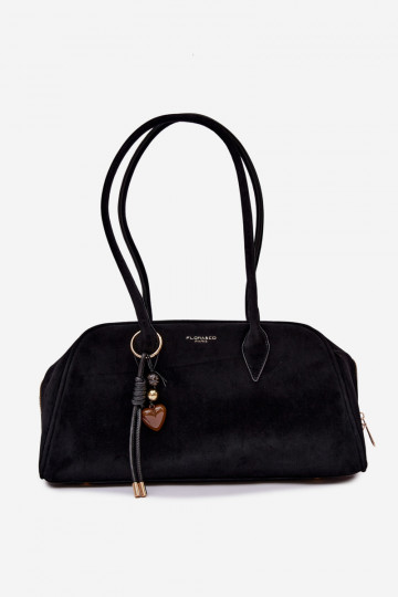 Bolso negro con colgantes de ante sintético Noelia