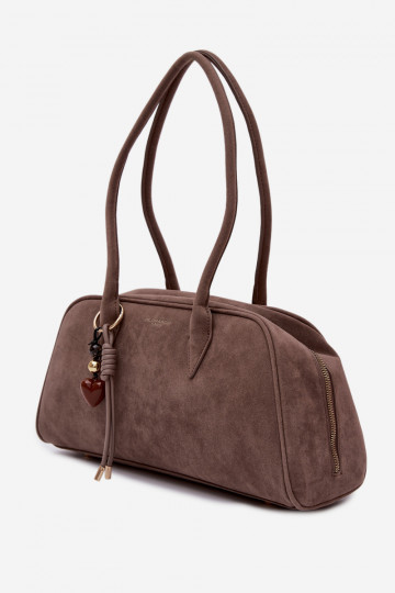 Bolso color arena oscuro con colgantes de ante sintético Noelia 2