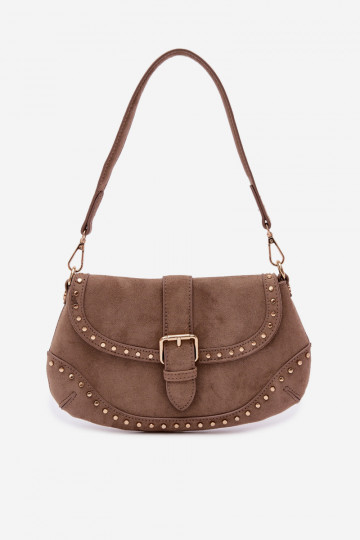 Bolso con remaches de ante color arena oscuro Clarielle