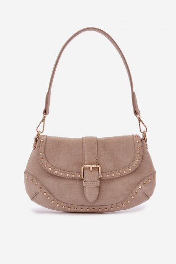 Bolso con remaches de ante color arena brillante Clarielle
