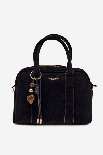 Bolso tipo maleta de ante con llaveros negros Sorielle