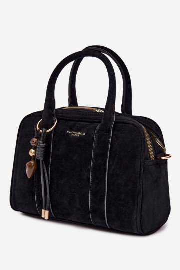 Bolso tipo maleta de ante con llaveros negros Sorielle 2
