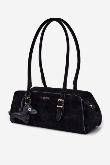 Bolso de mano de ante sintético con llavero color negro Noely 2
