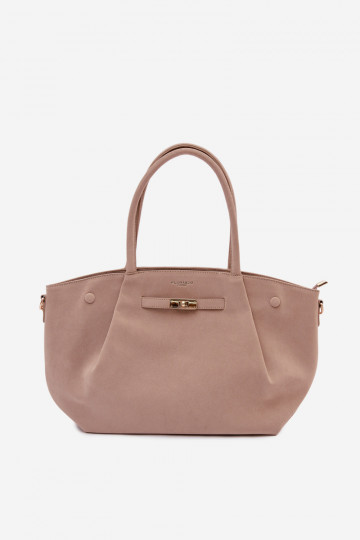 Bolso tipo shopper de ante sintético color marfil Nellia