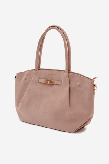 Bolso tipo shopper de ante sintético color marfil Nellia 2