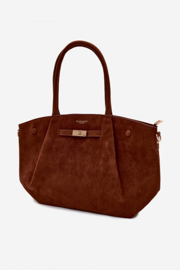 Bolso tipo shopper de ante sintético color marrón Nellia 2