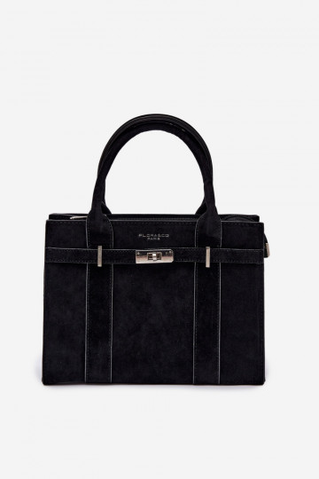 Bolso tipo maletín de ante sintético color negro Noressa