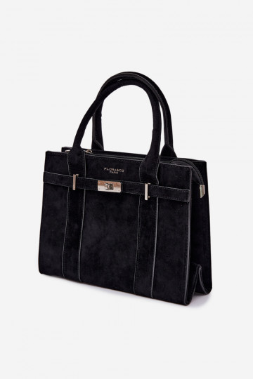 Bolso tipo maletín de ante sintético color negro Noressa 2