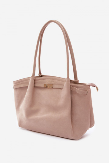 Bolso tipo shopper de ante sintético color marfil Elleea
