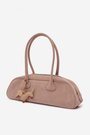 Bolso baguette con cierre de imitación de ante color marfil Annette 2