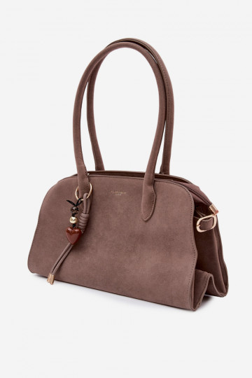 Bolso con colgante y hebillas de ante sintético color arena oscuro Violette 2