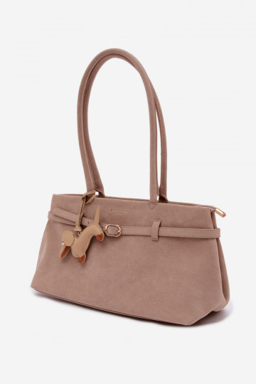 Bolso de imitación de ante con cierre color marfil Noellea 2