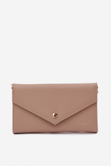 Bolso tipo sobre dos en uno con cintas decorativas color marfil Pauline
