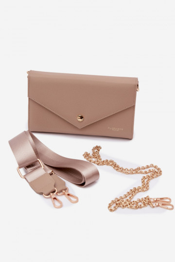 Bolso tipo sobre dos en uno con cintas decorativas color marfil Pauline 2