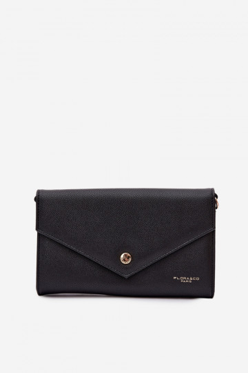 Bolso tipo sobre dos en uno con cintas decorativas color negro Pauline