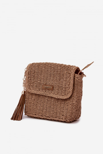 Bolso pequeño tipo cartero con elementos calados color marrón Tamara
