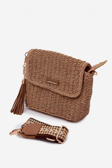 Bolso pequeño tipo cartero con elementos calados color marrón Tamara 2