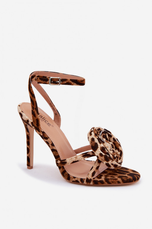 Sandalias de mujer con tacones finos, adornos y estampado de leopardo Geloria
