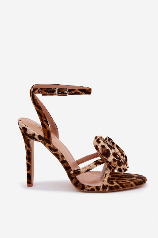 Sandalias de mujer con tacones finos, adornos y estampado de leopardo Geloria