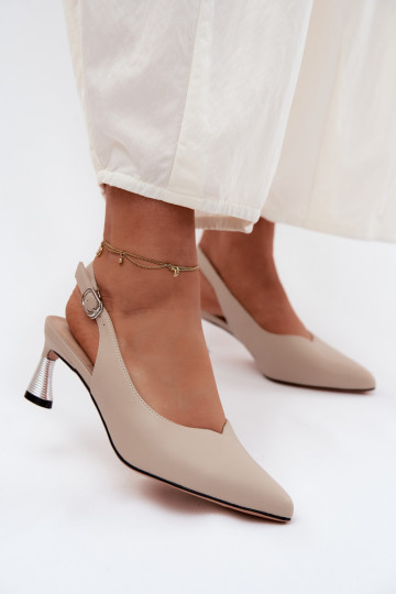 Sandalias de color arena para mujer con tacones Vinceza 66922 2
