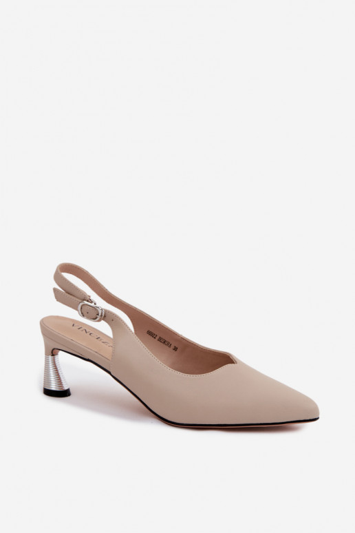 Sandalias de color arena para mujer con tacones Vinceza 66922