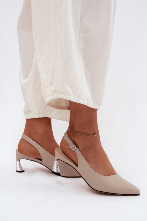 Sandalias de color arena para mujer con tacones Vinceza 66922