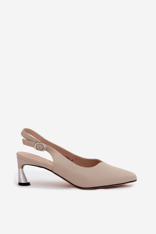 Sandalias de color arena para mujer con tacones Vinceza 66922