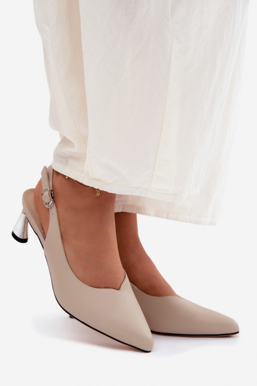 Sandalias de color arena para mujer con tacones Vinceza 66922