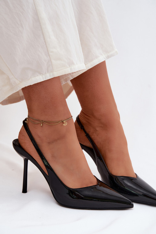Sandalias negras de charol con tacón alto de piel sintética Calera