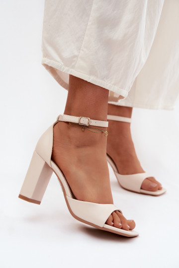 Sandalias de tacón alto para mujer.Imitacji Skóry color marfil Melvra