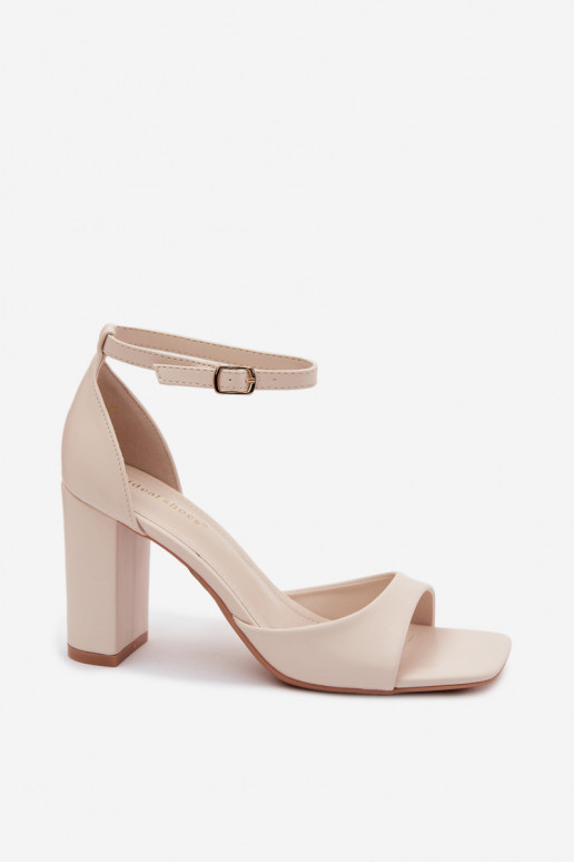 Sandalias de tacón alto para mujer.Imitacji Skóry color marfil Melvra