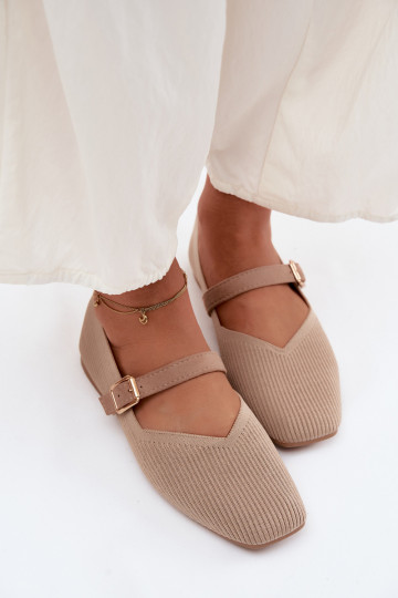 bailarinasZapatos a rayasgo Tiene queterialu Pasek con hebillas beige Calvra