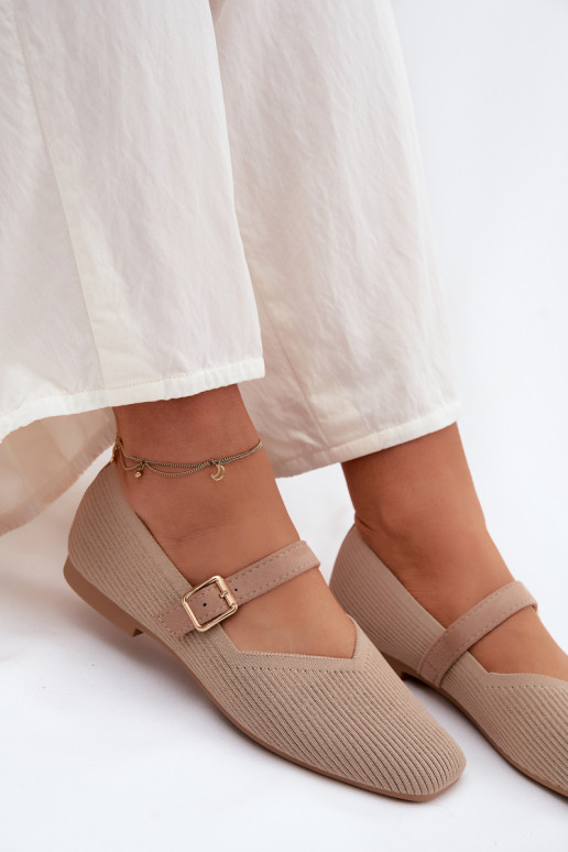 bailarinasZapatos a rayasgo Tiene queterialu Pasek con hebillas beige Calvra