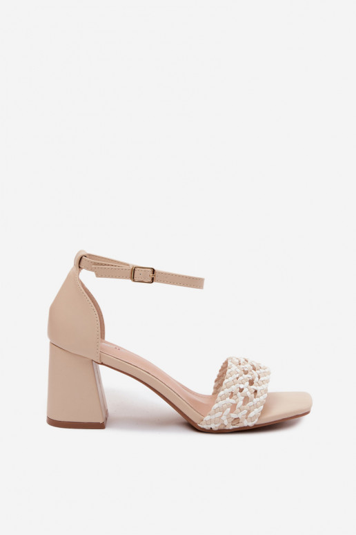 Sandalias de tacón alto para mujer. Con Trenza color marfil Felena