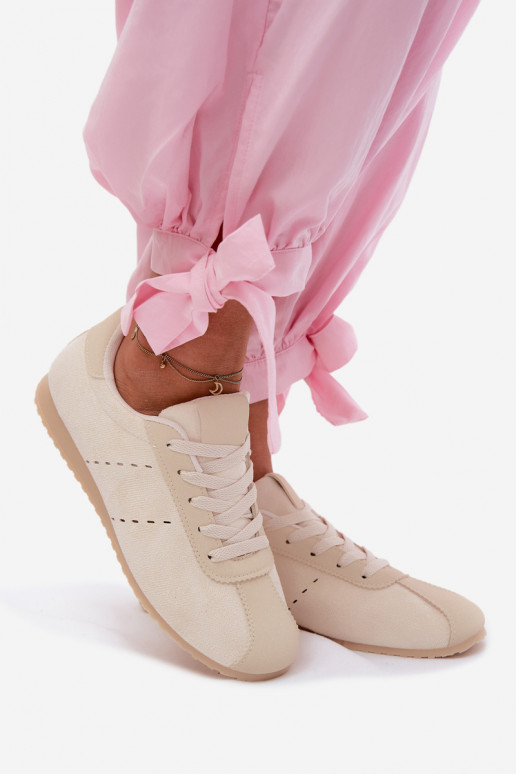 Zapatillas modelo zapatos. Femeninode gamuza ecológicau Bajo color marfil Melvelin