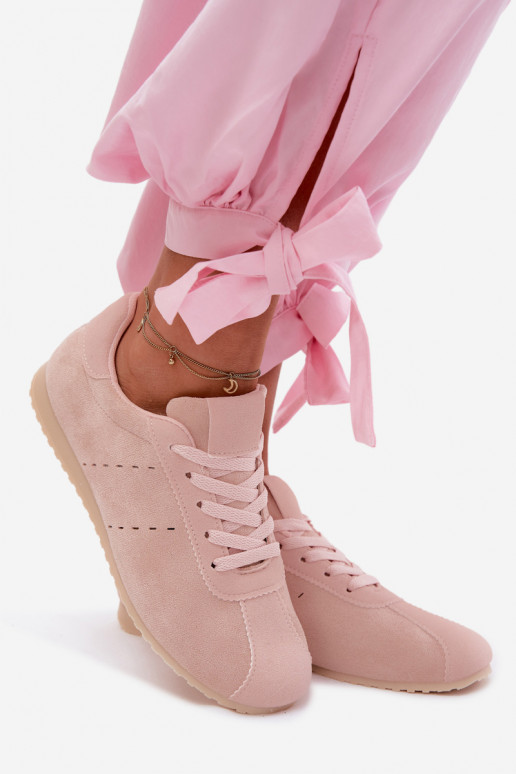 Zapatillas modelo zapatos. Femeninode gamuza ecológicau Bajo color rosa Melvelin